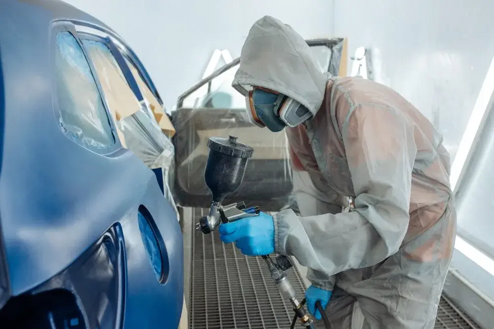 A car being spray painted