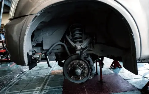 Brake disc rotor removed for repair